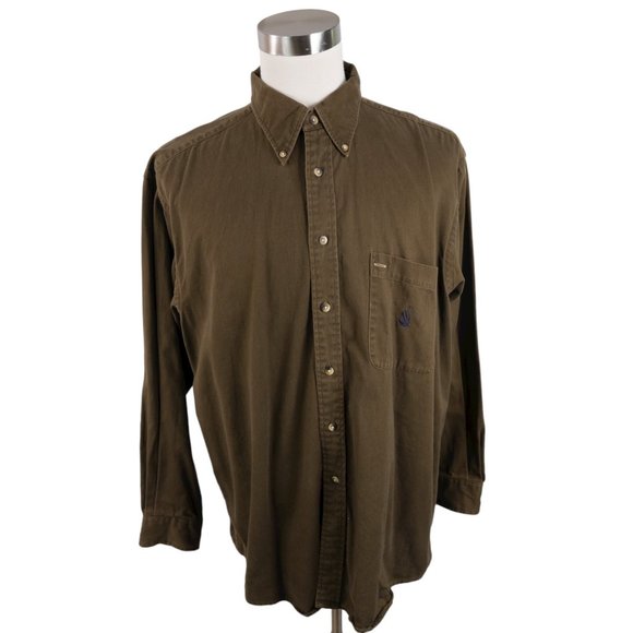 Vintage Nautica Men's XL Long Sleeve Button Down Shirt Brown - Picture 2 of 11